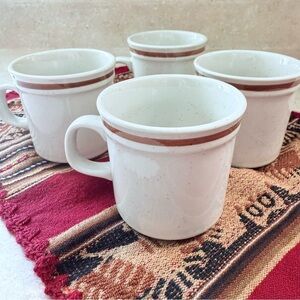 VTG Autumn Collection Stoneware Made In Japan Set Of 4 Cream Color Coffee Cups